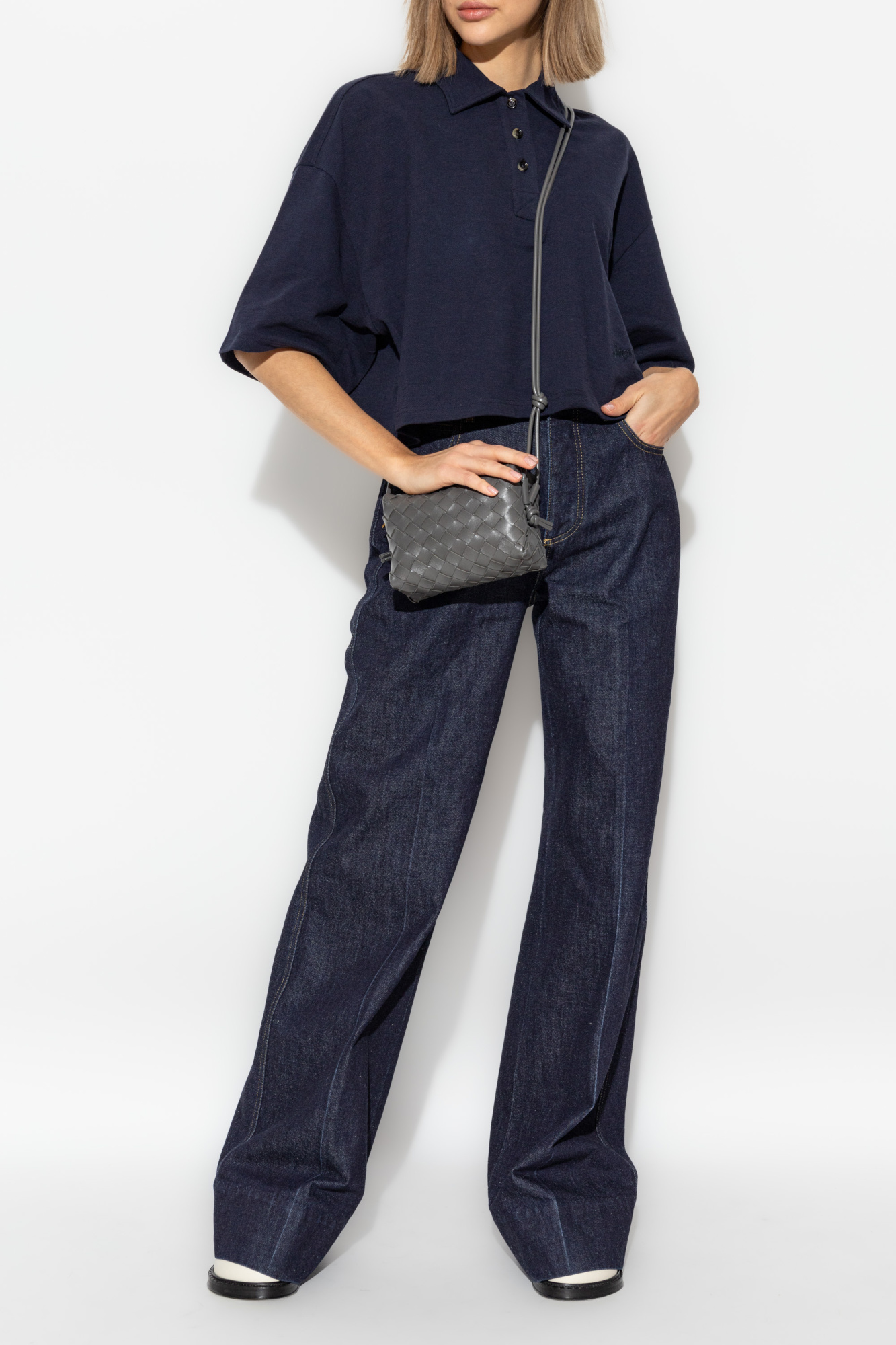 Navy blue Short-sleeve polo Bottega Veneta - Vitkac Canada